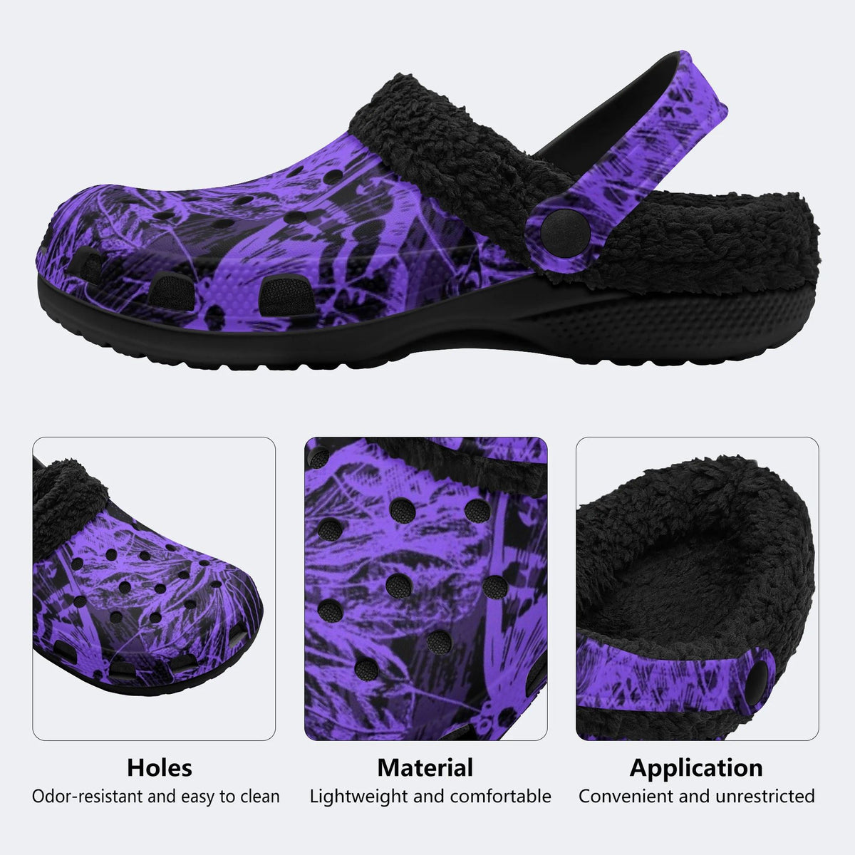 Dark Purple Moth - Fur Lined Slippers/Sandals