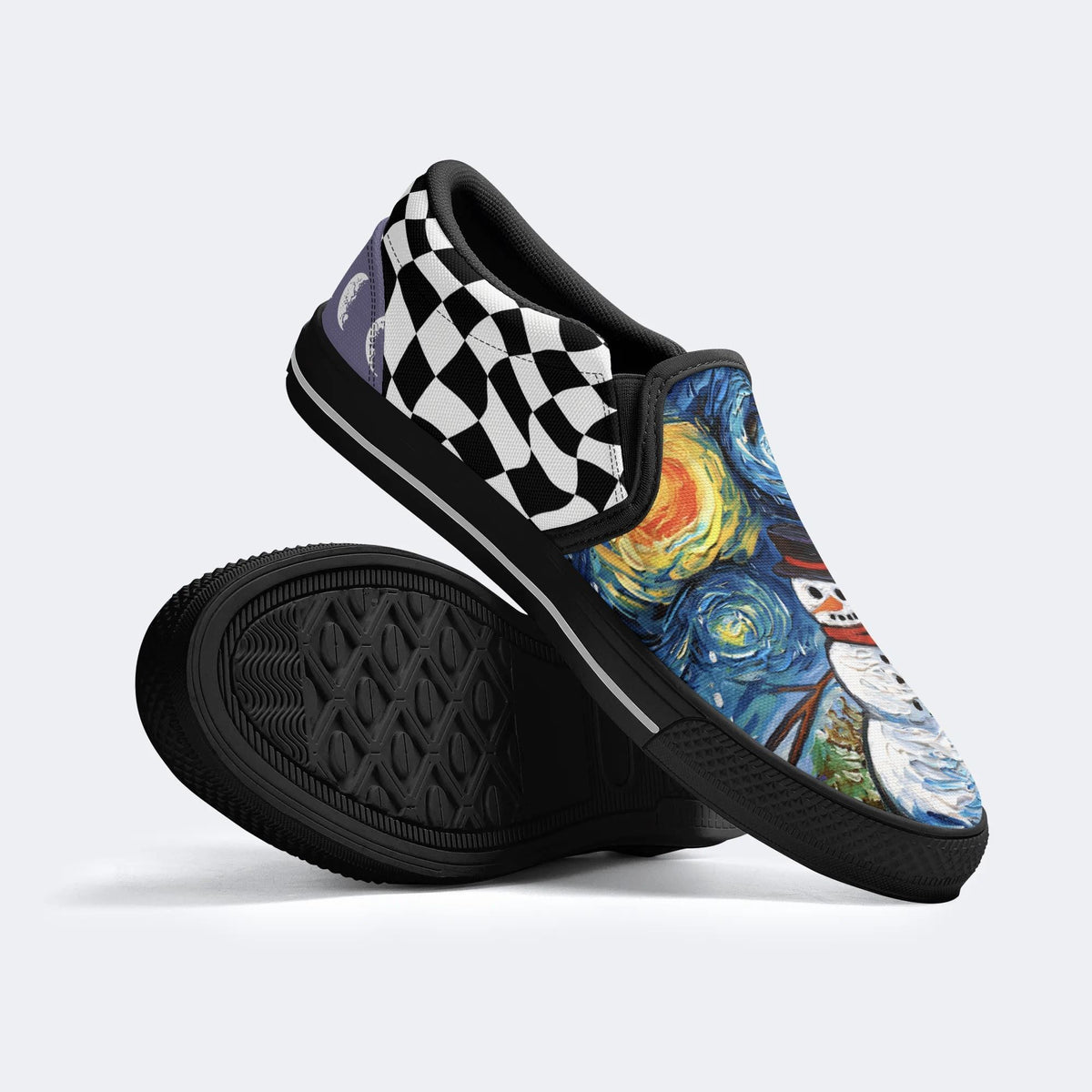 Snowman Starry Night Print - Slip On Shoes