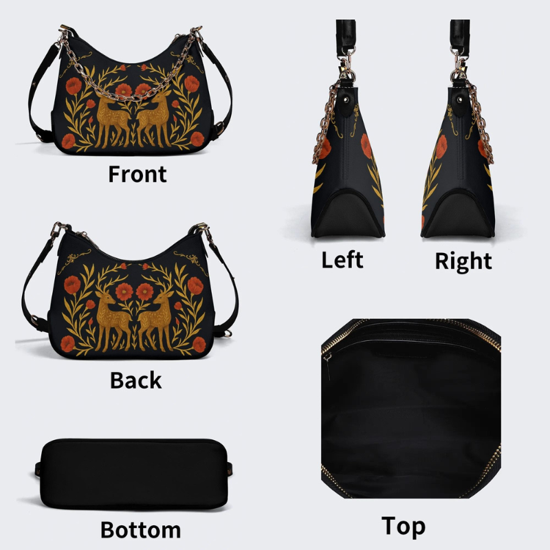 Retro Deer Print Leather Crossbody Bag Factory Direct Sales