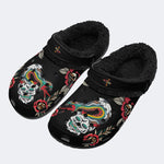 Skull & Snake Print - Fur Lined Slippers/Sandals