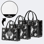 Poker Eyes And Moth Print - Leather Handbag
