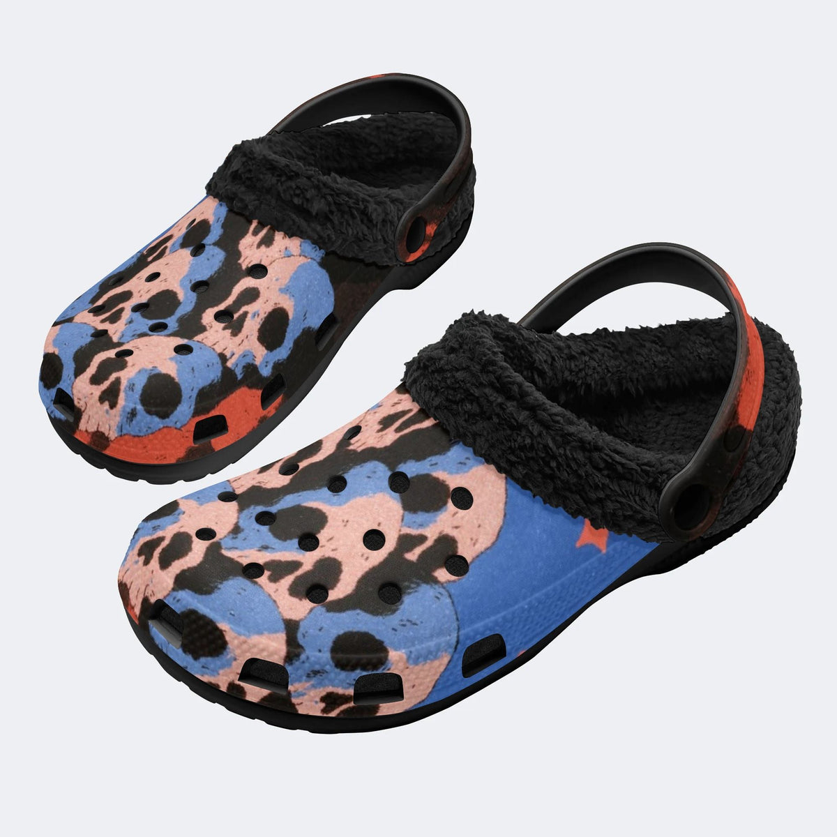 Punk Splash Skulls - Fur Lined Slippers/Sandals