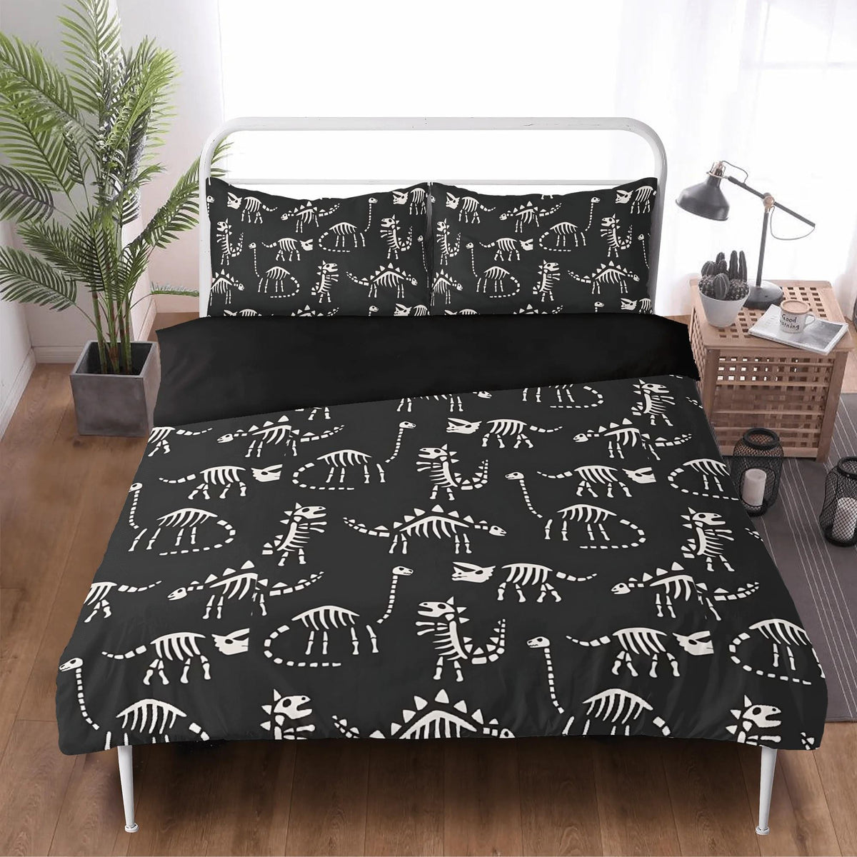 Dinosaur Skeleton Print - Three Piece Bedding Set