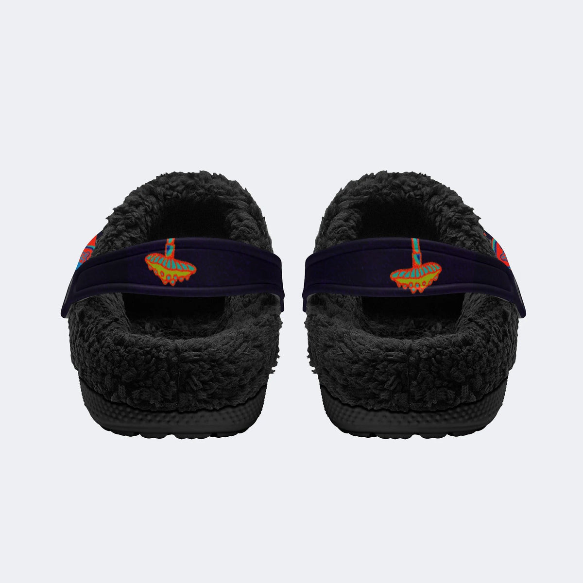 Retro Wizard Print - Fur Lined Slippers/Sandals