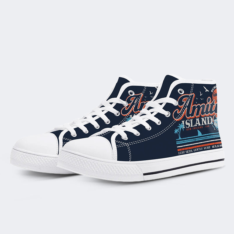 Amity Island Retro Unisex - High Top Canvas