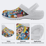 Unisex Christ Mary Graffiti Art Print - Fur Lined Slippers/Sandals