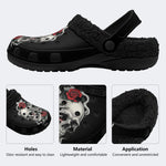 Gothic Smoke Rose - Fur Lined Slippers/Sandals