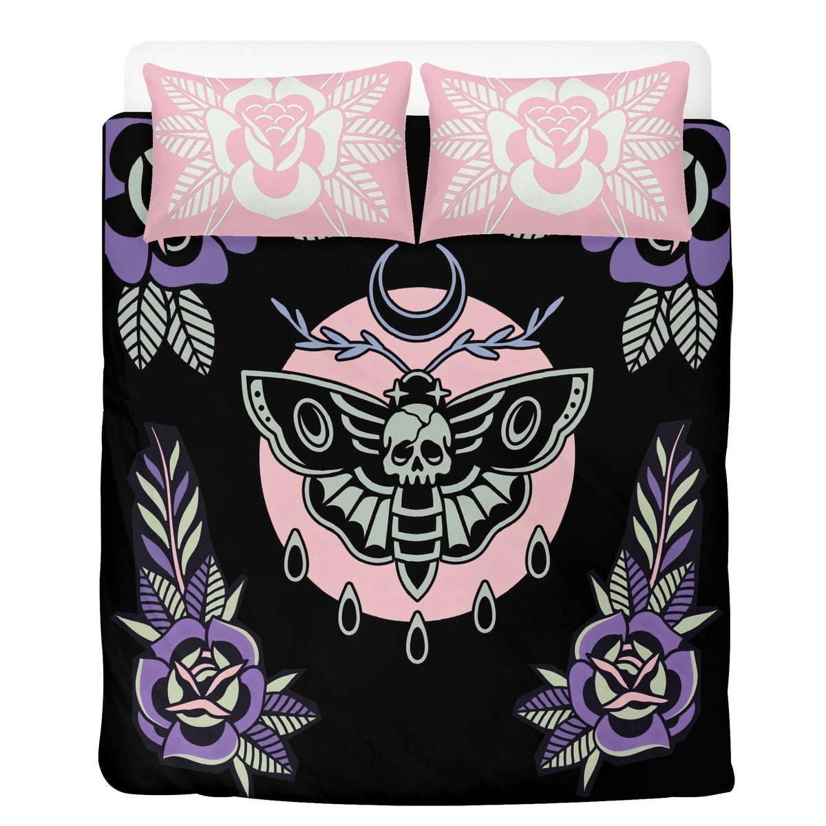 Death Moth Vintage Print - Three Piece Bedding Set