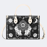Poker Eyes And Moth Print - Leather Handbag