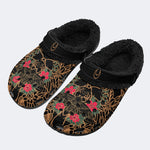 Old School Death Moth Print - Fur Lined Slippers/Sandals