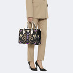 Vintage Moth And Snake Print - Leather Handbag