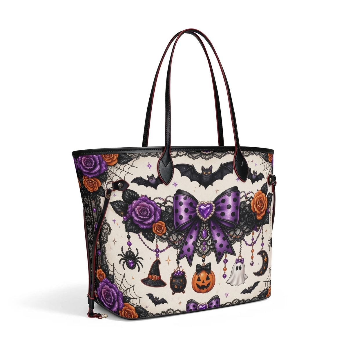 Halloween Bat Rose - Large capacity handbag