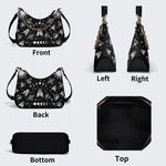 Vintage Dark Moth Print - Leather Crossbody Bag