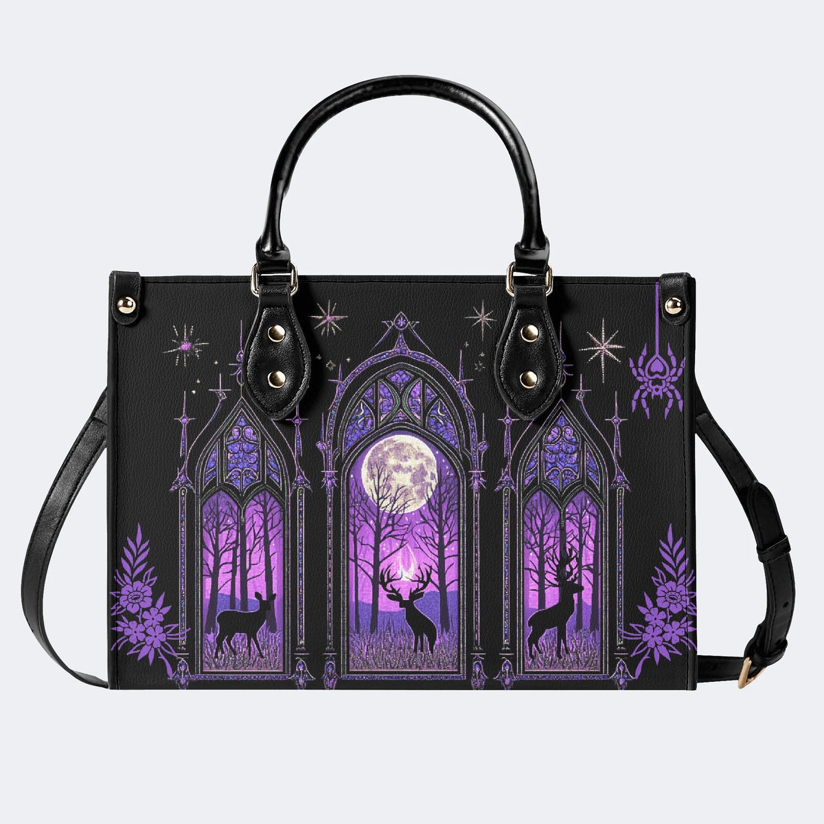 Forest Outside The Window - Leather Handbag