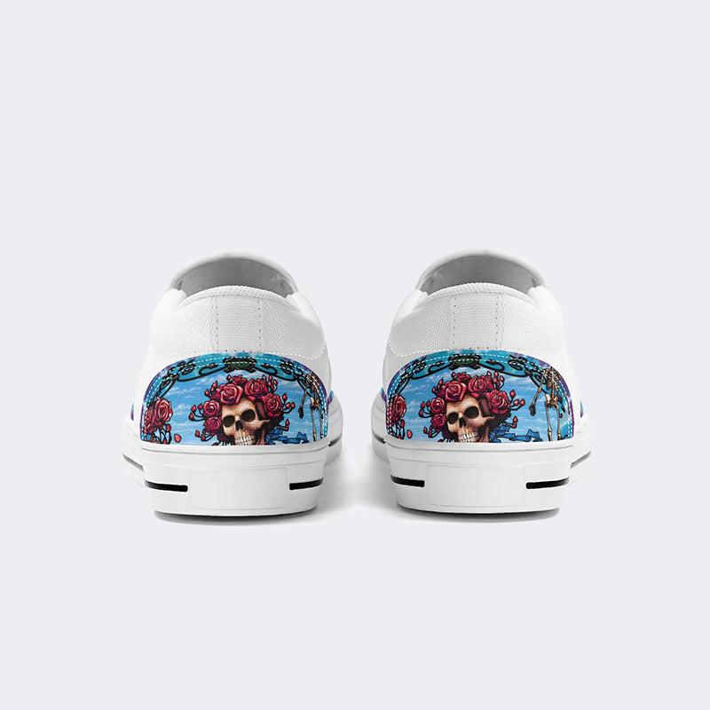 Unisex Tie Dye Skull Graphic Print - Slip On Shoes