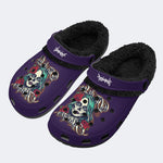 Lady Skull Rose - Fur Lined Slippers/Sandals