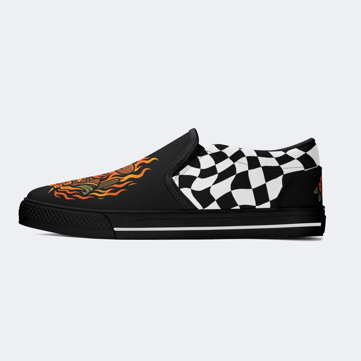 Flame Cowboy Frog Print - Slip On Shoes