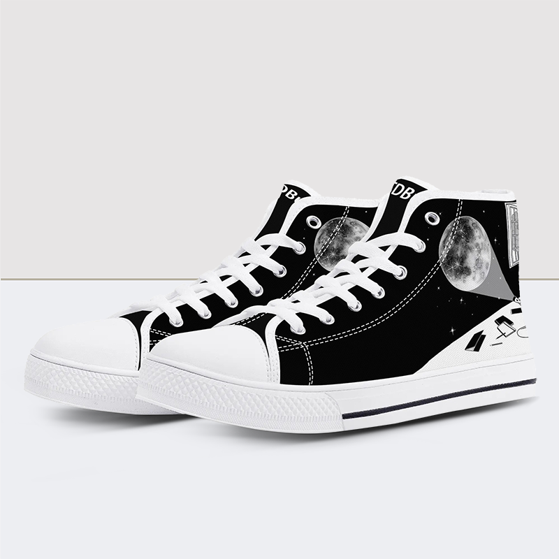 Black & White Charm High Top Canvas Shoes