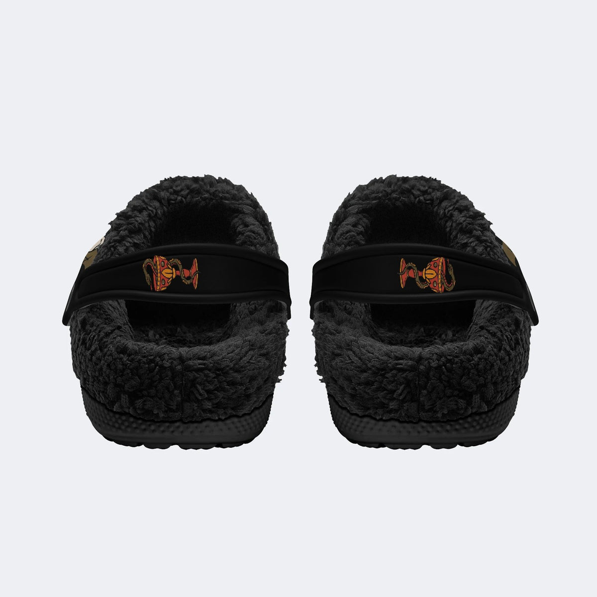Winged Hourglass Skull - Fur Lined Slippers/Sandals
