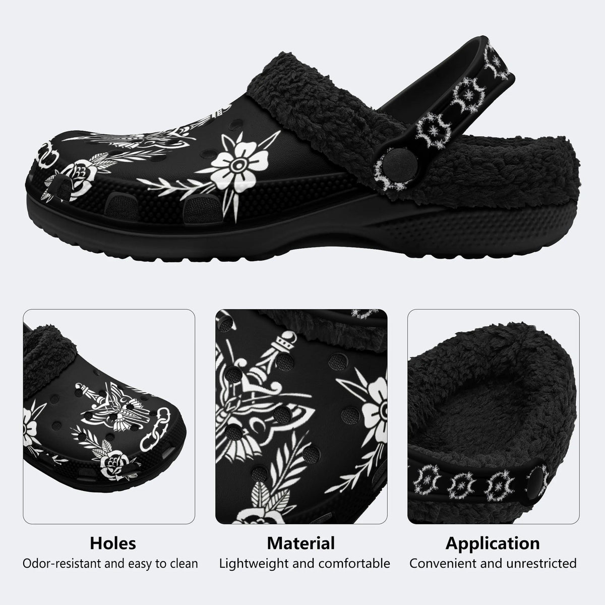 Butterfly&Sword Art Print - Fur Lined Slippers/Sandals