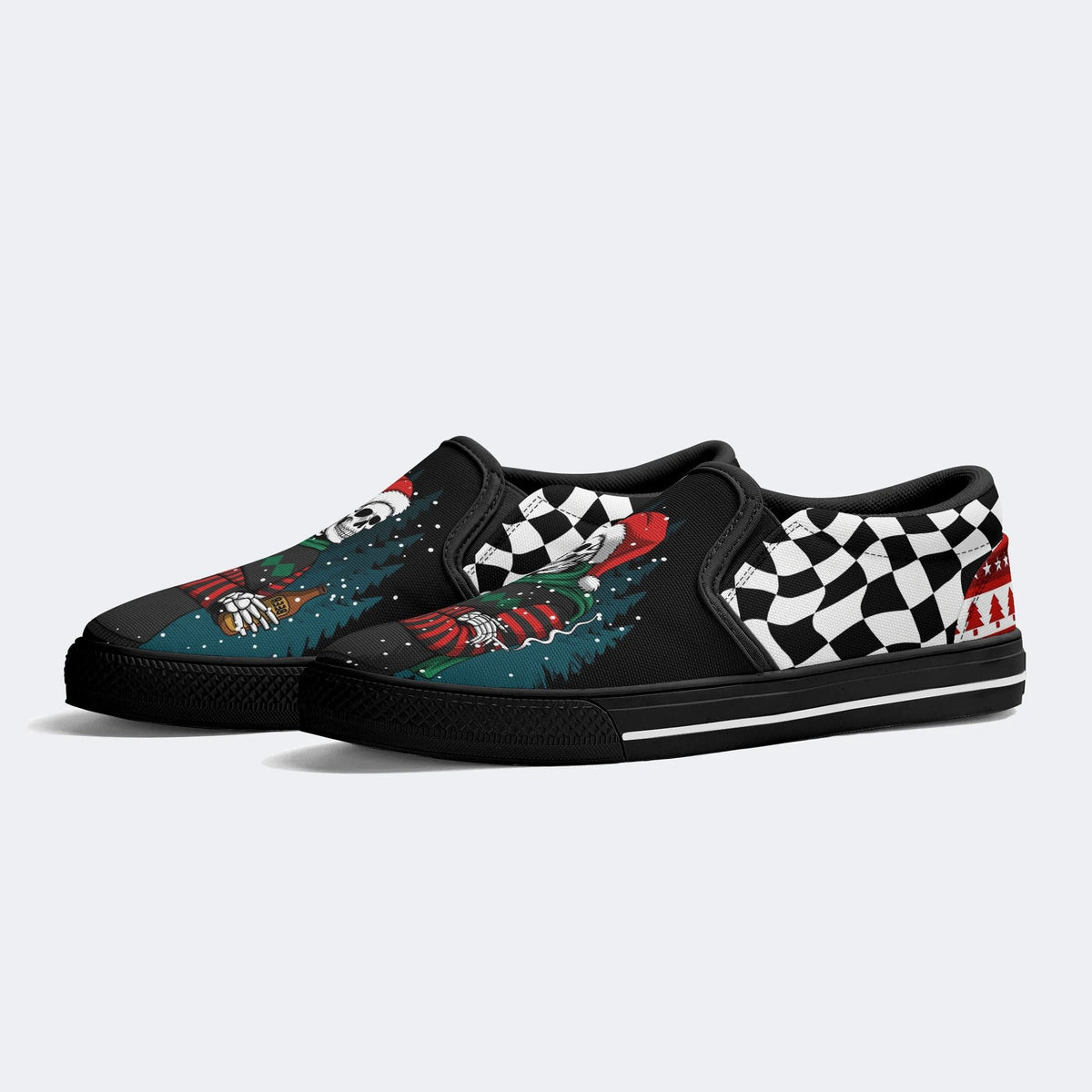 Horror Christmas Skull Print - Slip On Shoes