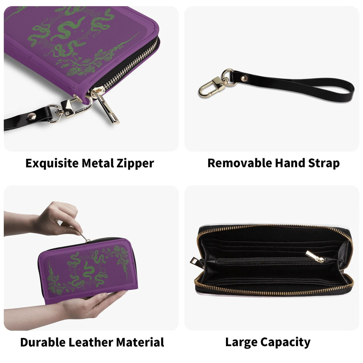 Inscribed Viper Print - Leather Wallet