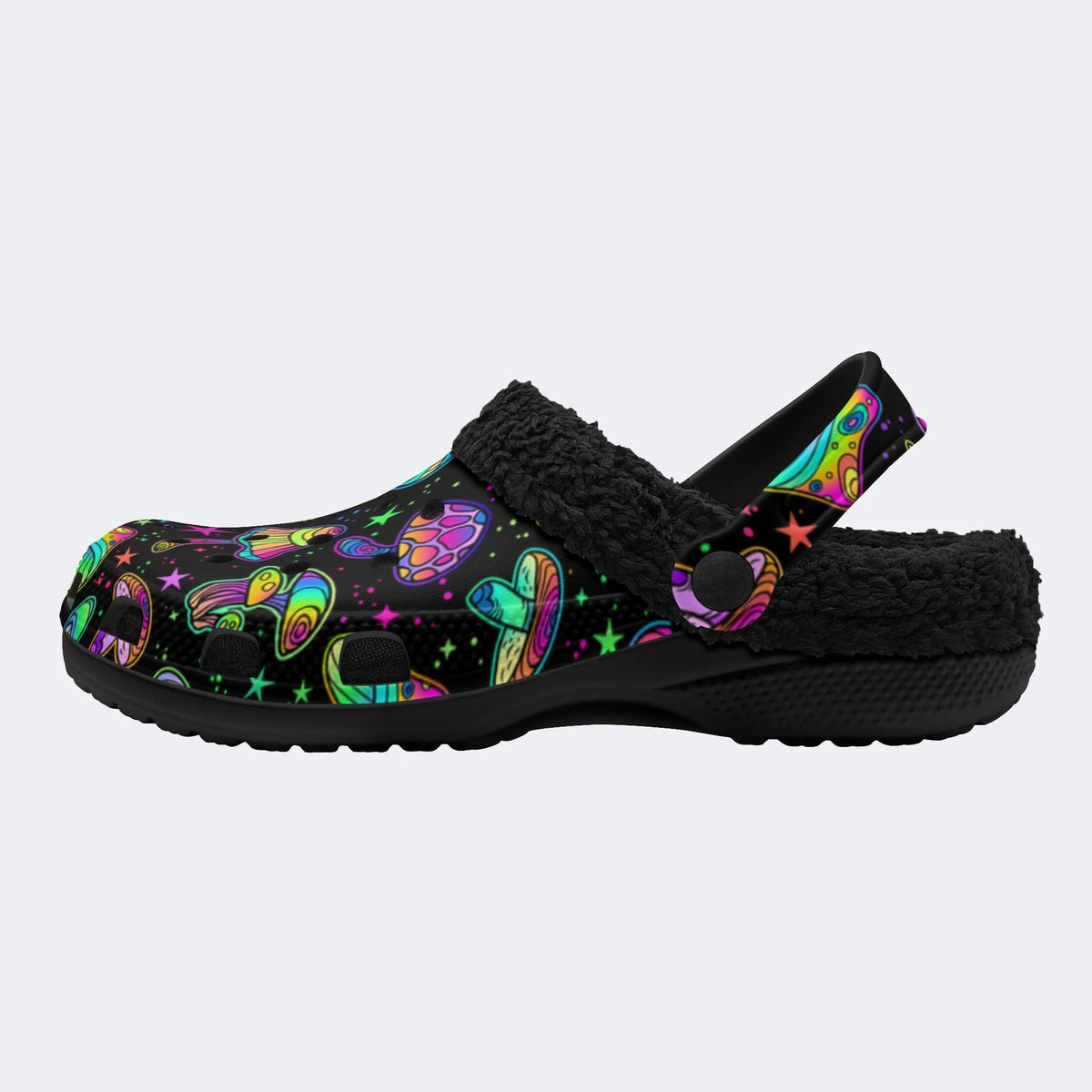 Magic Mushrooms Print- Fur Lined Slippers/Sandals