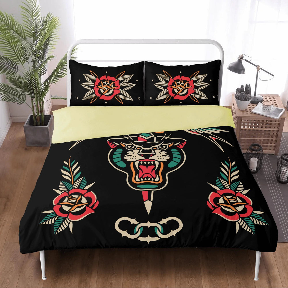 Old School Tiger Print - Three Piece Bedding Set