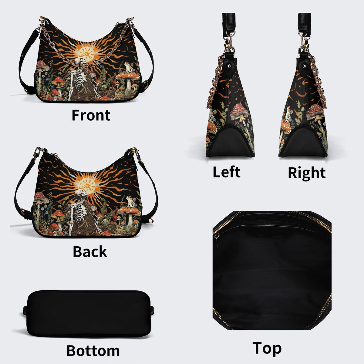 Sun Over The Mushroom Bush - Leather Crossbody Bag