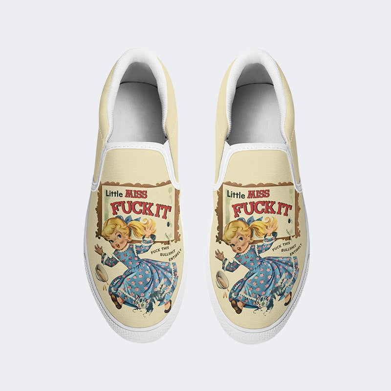 Retro Funny Art Print Childhood Ruined - Slip On Shoes