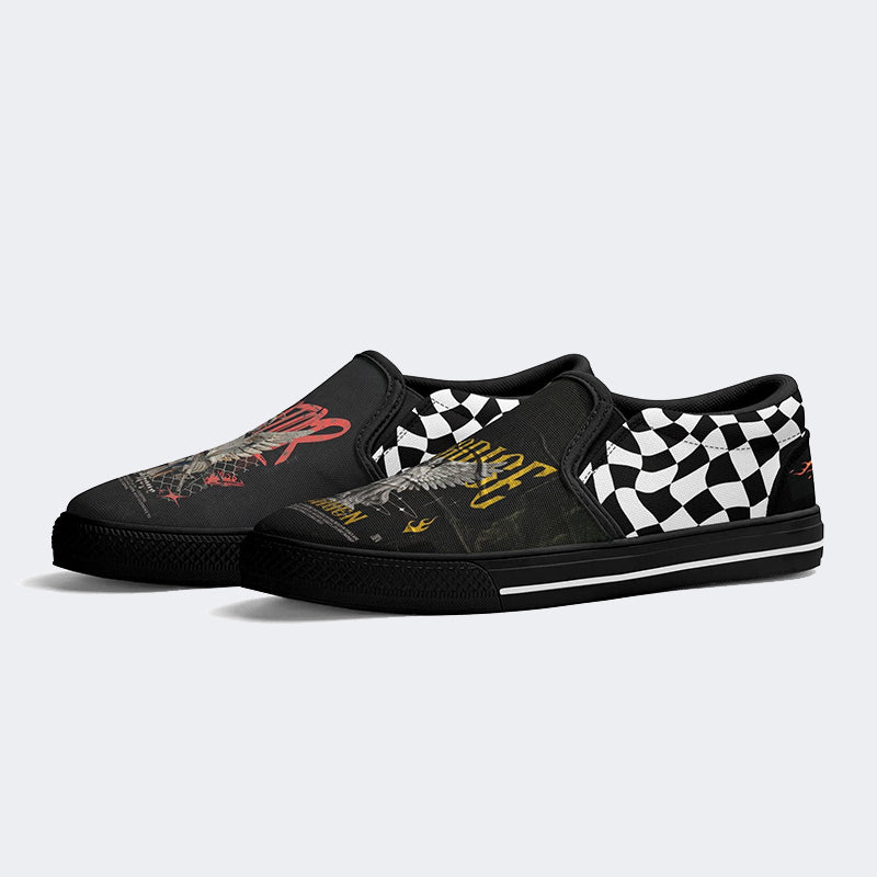 Figure&Wing&Letter Print - Slip On Shoes