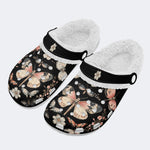 Vintage Butterfly Floral Print - Fur Lined Slippers/Sandals