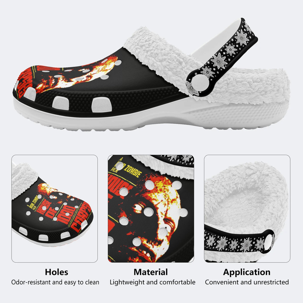 Horror Movie Vintage Graphic Print - Fur Lined Slippers