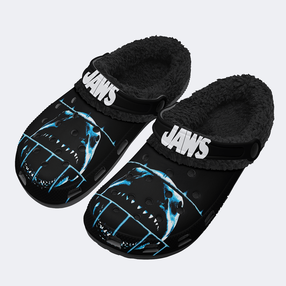 Jaws Shark Print - Fur Lined Slippers/Sandals