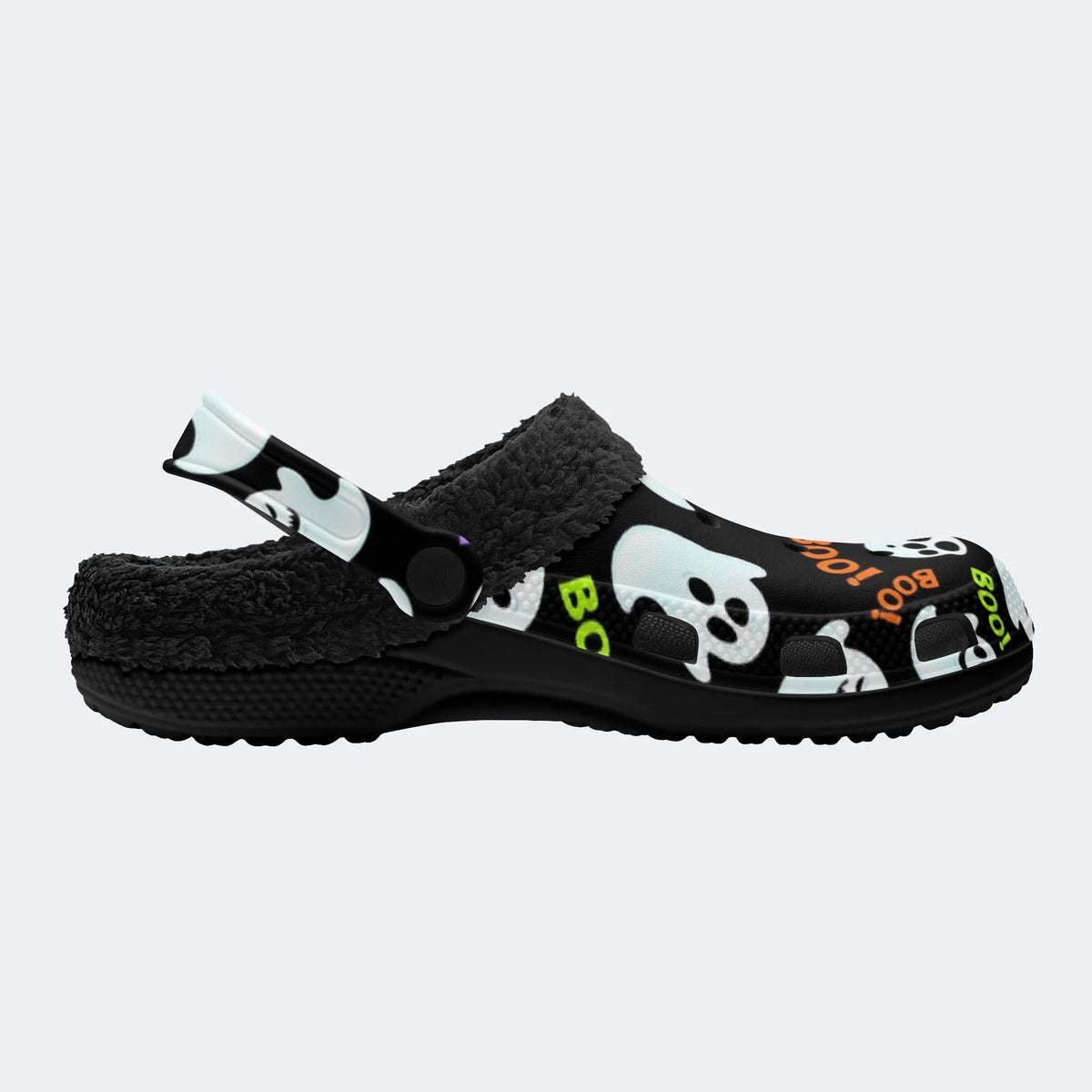 Boo Ghost Skull - Fur Lined Slippers/Sandals