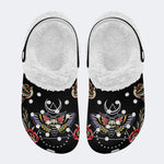 Colorful Death Moth Print - Fur Lined Slippers/Sandals