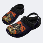 Grim Cowboy Skull Print - Fur Lined Slippers/Sandals