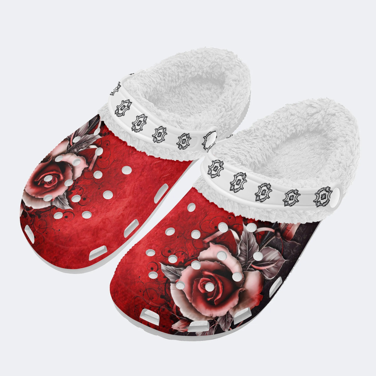 Retro Nostalgic Roses - Fur Lined Slippers/Sandals