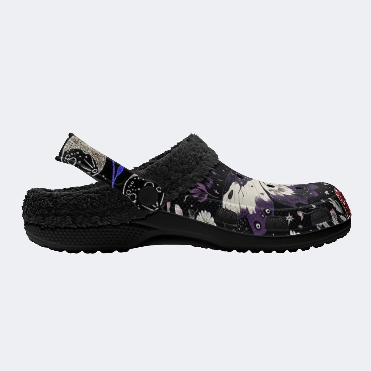 Gothic Witchy Death Moth - Fur Lined Slippers/Sandals