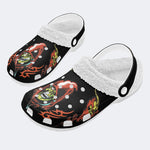 Horror Devil Print - Fur Lined Slippers/Sandals