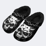 Gothic Horned Skull Chain - Fur Lined Slippers/Sandals