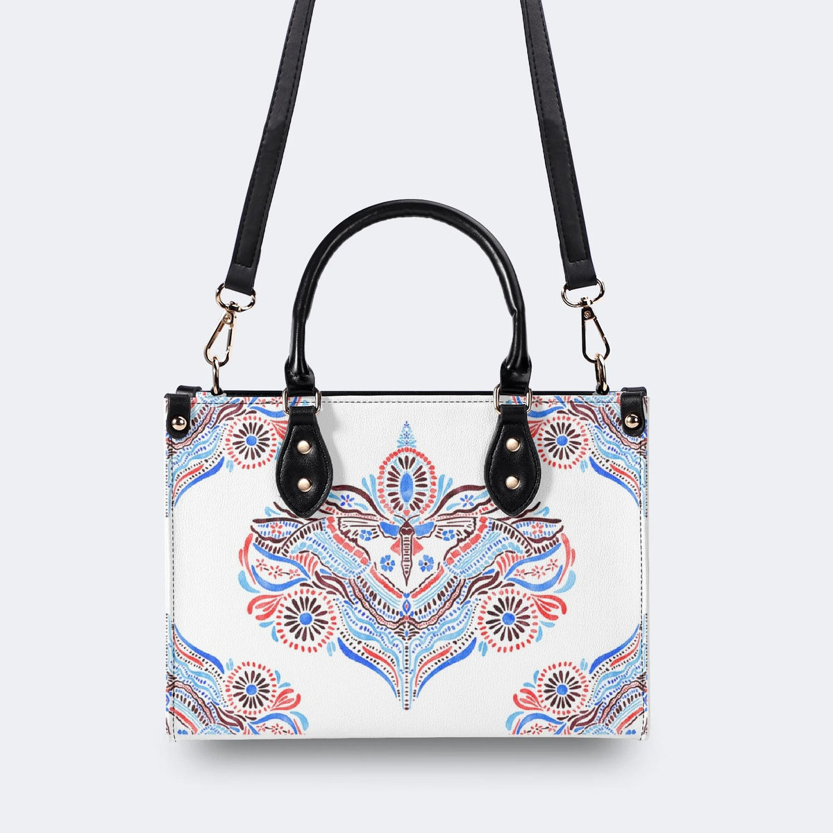 Classic Watercolor Moth Print - Leather Handbag