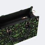 Death Moth And Animal Skeleton - Leather Handbag