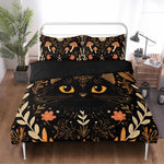 Boho Occult Black Cat - Three Piece Bedding Set