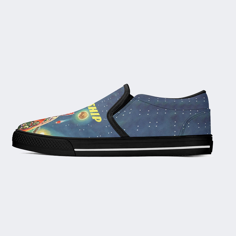 Let's Get The Fuck Away From The Shitty Humans Printed - Slip On Shoes