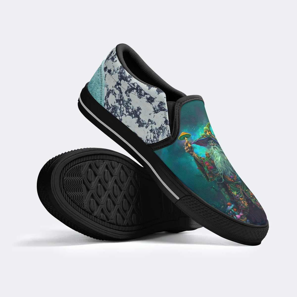 Unisex Fantasy Mushroom World Art Illustration Print - Slip On Shoes