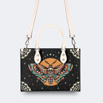 Old School Death Moth Vintage Print - Leather Handbag