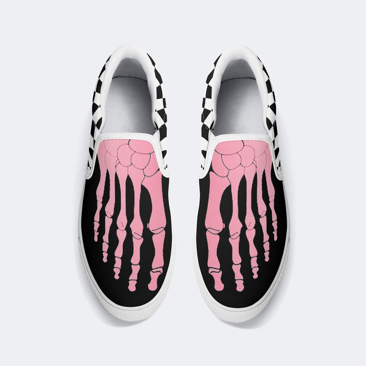 Pink Gradient Skeleton Toes Skull - Slip On Shoes
