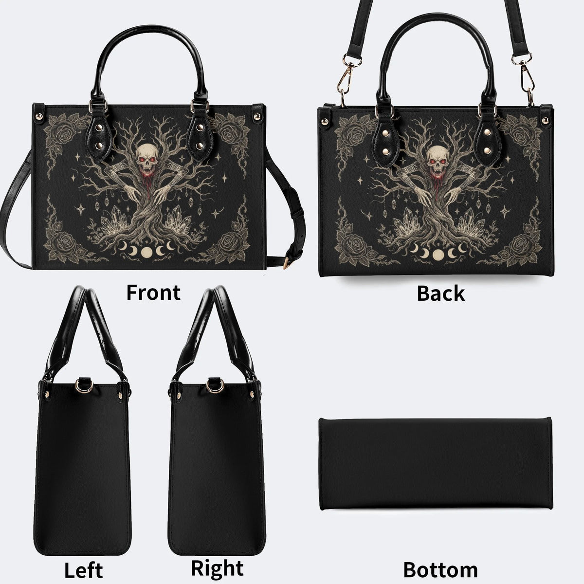 Undead Tree Skull Rose Print Handbag Factory Direct Sales