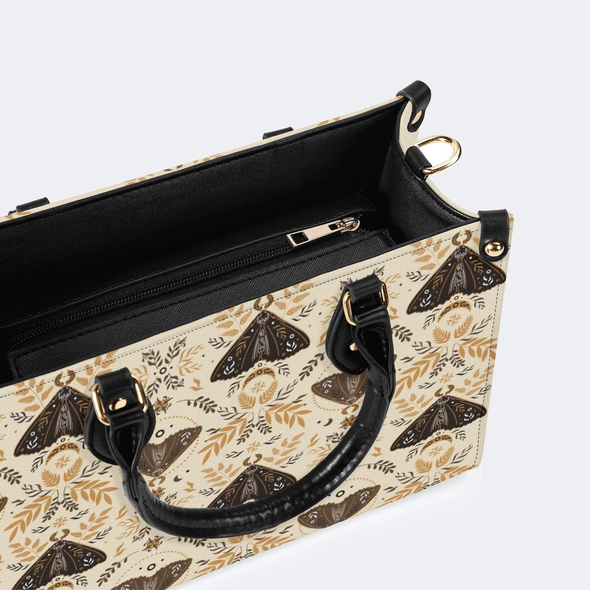Moths Pattern Print - Leather Handbag